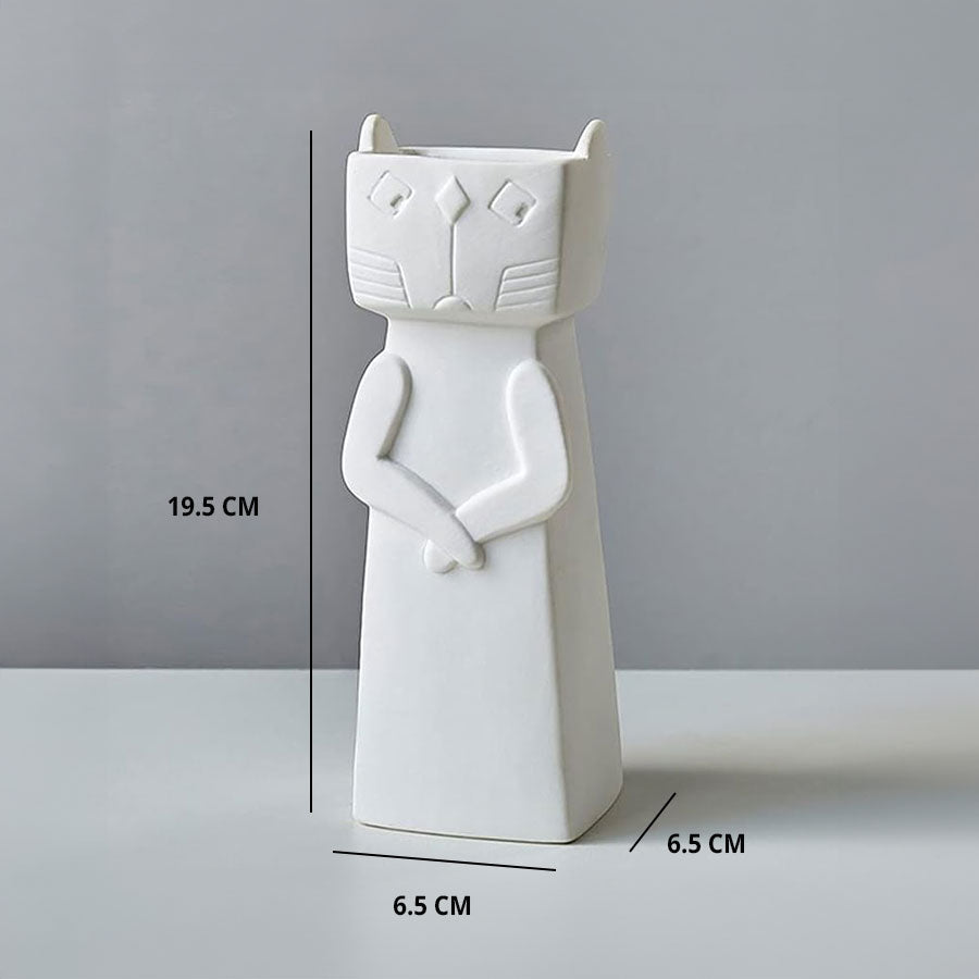 אגרטל קרמיקה - חתול מתבונן